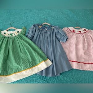 Lot of Smocked Holiday Dresses 2T